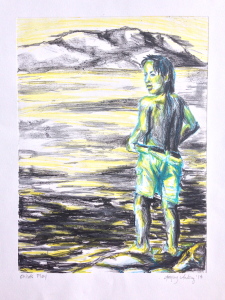 Child's Play. Watercolor Crayons on Zinc Plate Monotype. 12 x 9". 2014